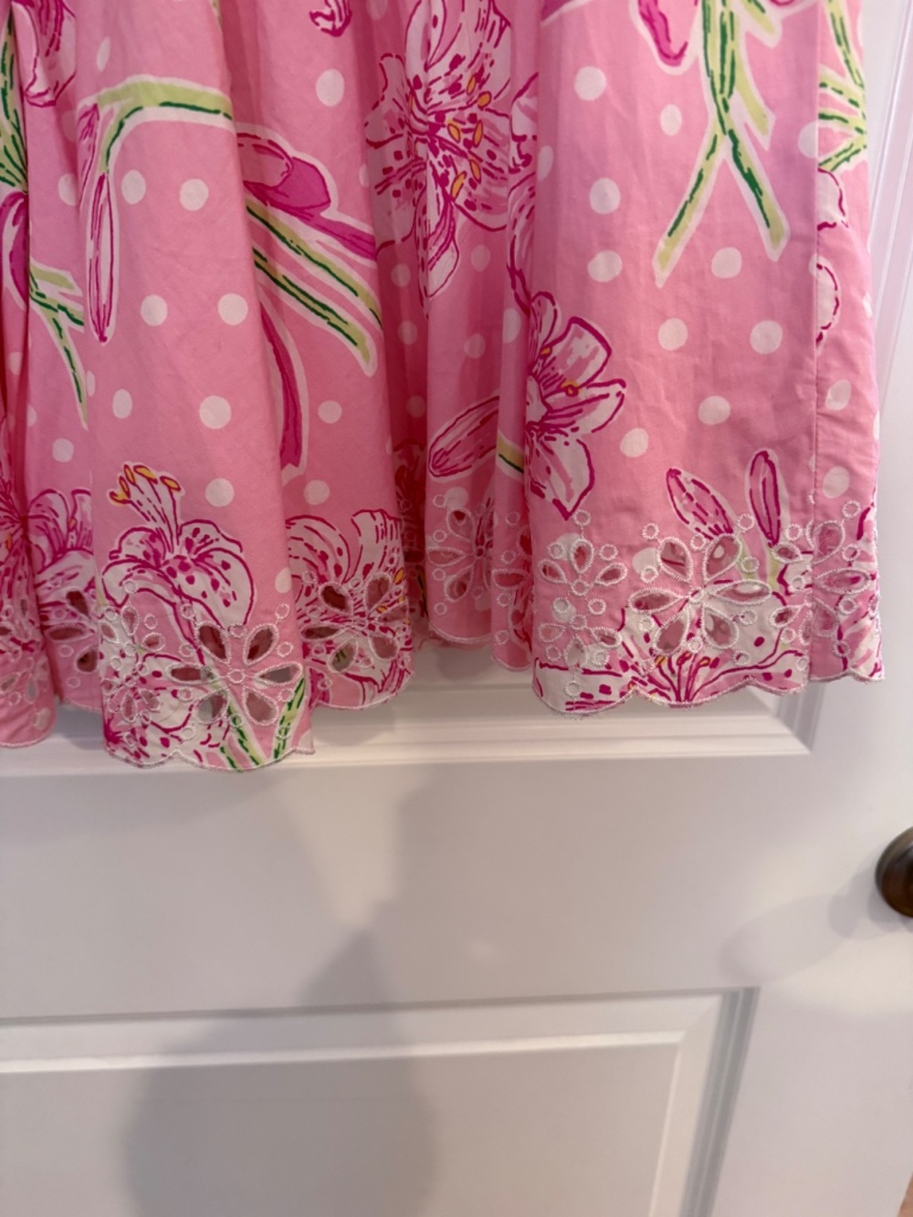 Lily Pulitzer polka dot lily Pink pleated A-line skirt scallop hem Size 4 - Picture 3 of 9